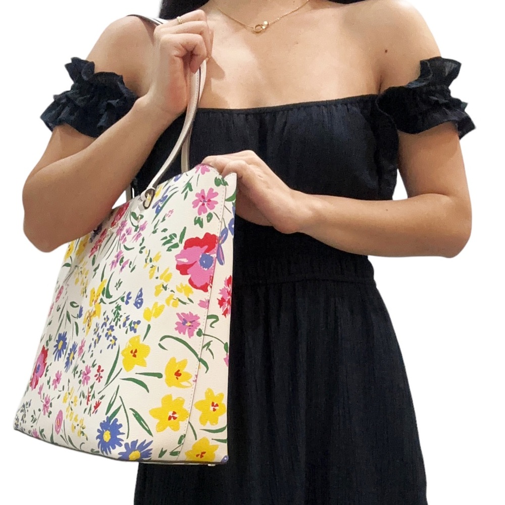 Kate Spade Perfect Large Top Zip Tote Garden Bouquet Floral Cream Multi - Picture 8 of 9